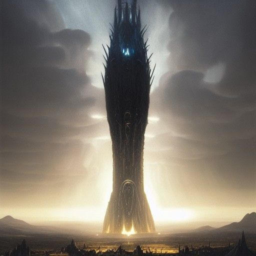Barad-dûr from Lord of the Rings in Dark Fantasy Style