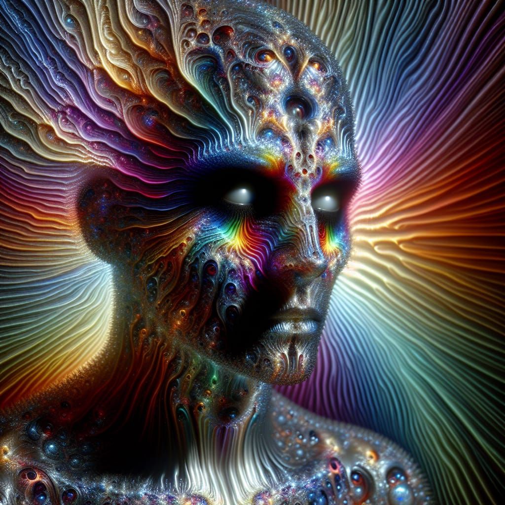 Chromoshadow Figure in Iridescent Glass Fractal Style