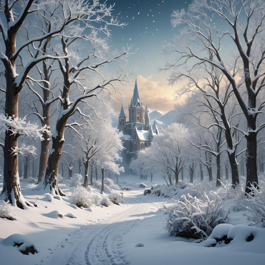 Monochromatic Winter Scene in Shades of White