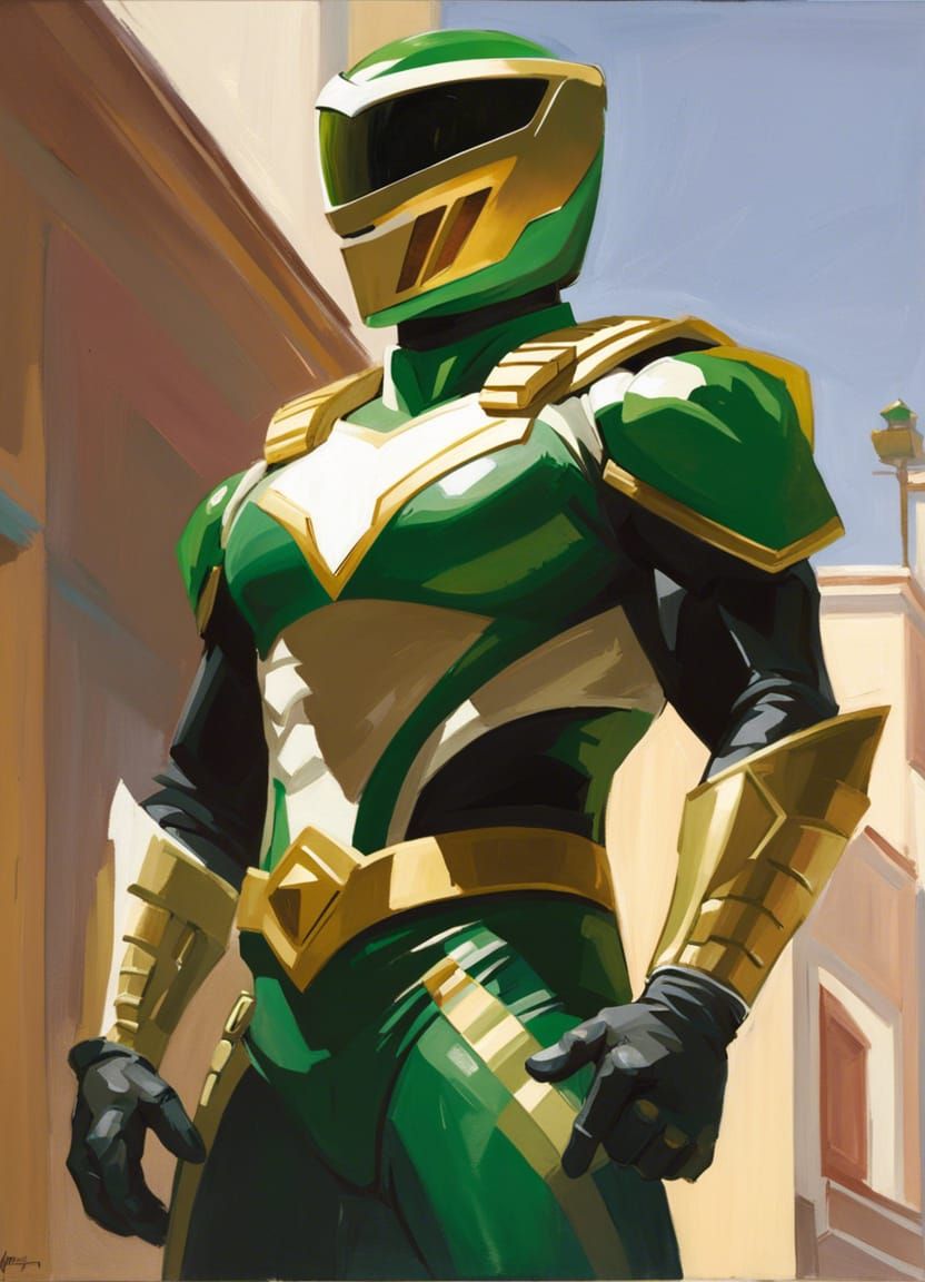 Green Ranger as Overwatch Character: Portrait Painting