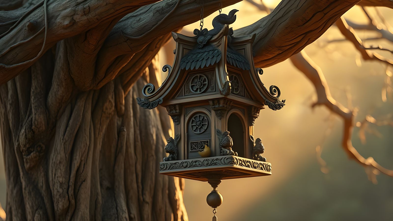 Hyperrealistic Birdhouse with Intricate Details