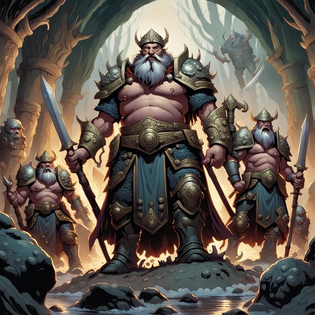 Undead Dwarven King Leads His Guard in Comic Book Art