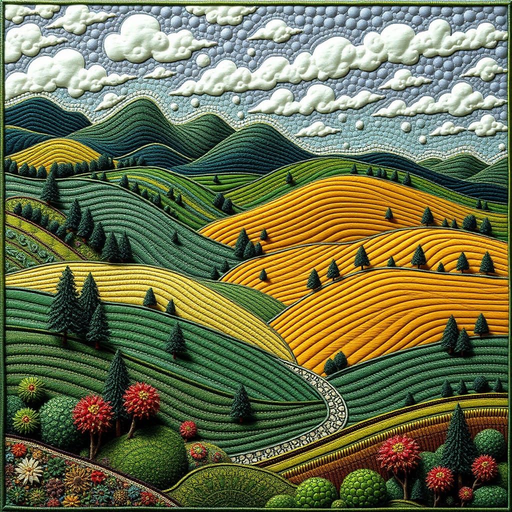 Vibrant Quilted Tapestry of Nature