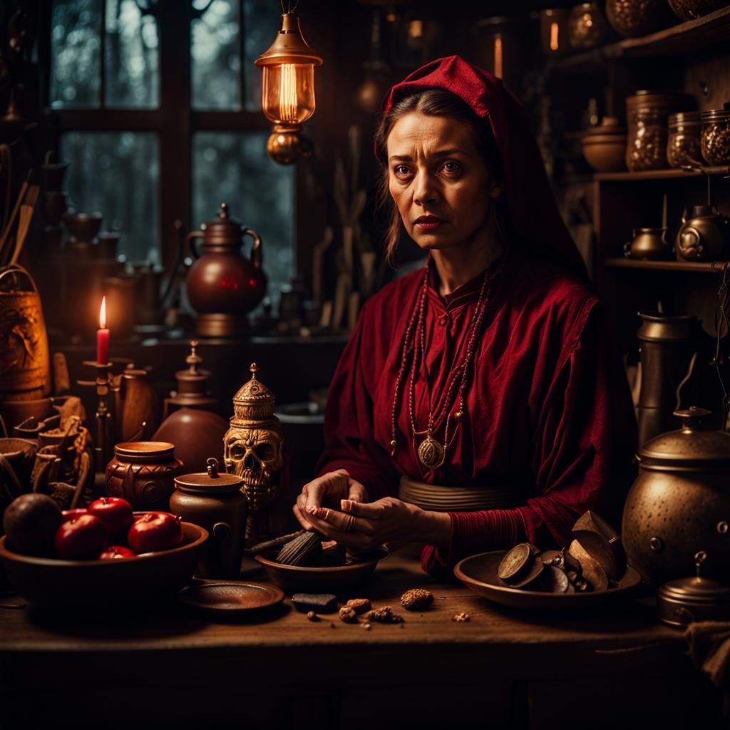 Baba Yaga's Witchy Kitchen: Dark Fantasy Portrait