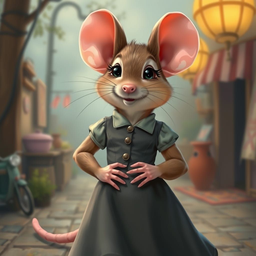 Mouse Pin-Up in Hyperrealistic Style