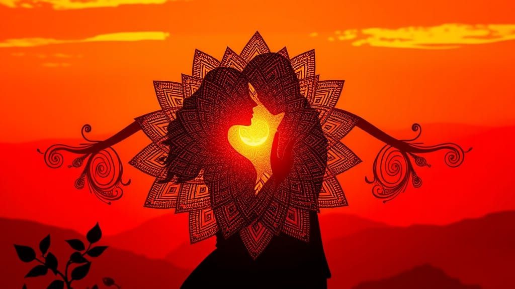 Dreamlike Embracing Silhouettes Amidst a Vibrant Sunset