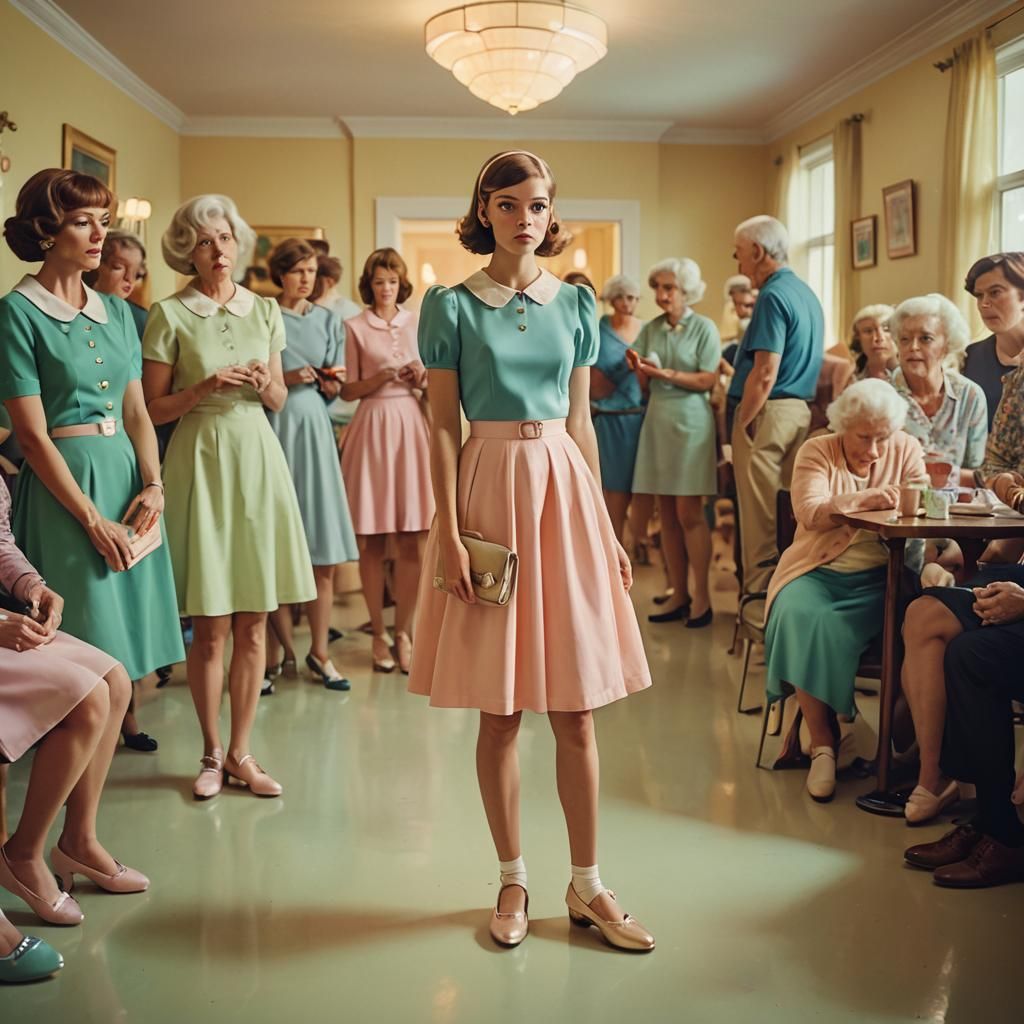 Mod Girl Looks On in 1960s Elegance