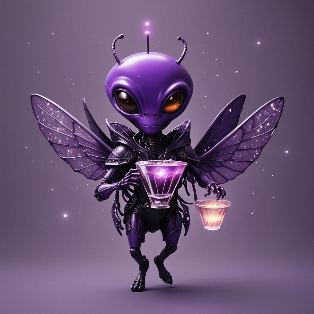 Two-Headed Alien with Night Cafe Sign