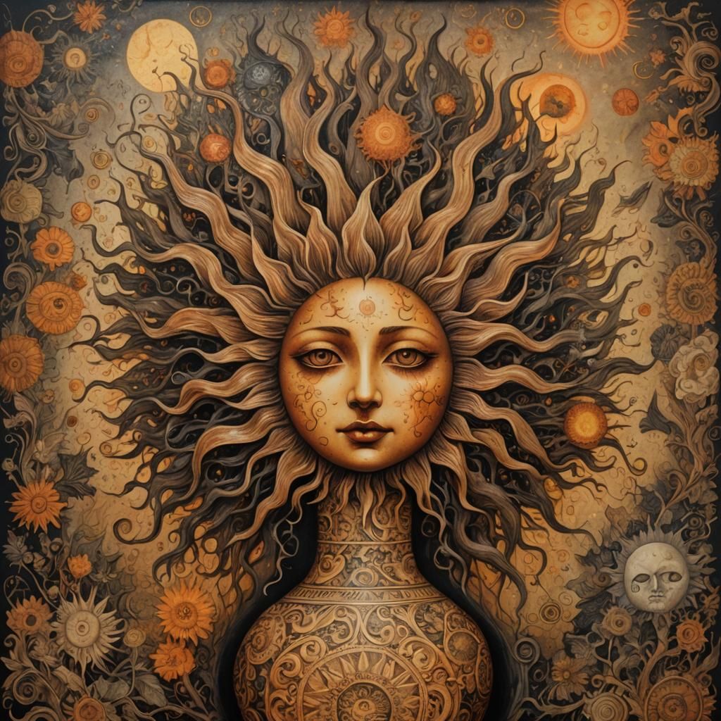 Decoupage Vase with Surreal Pyrography Art