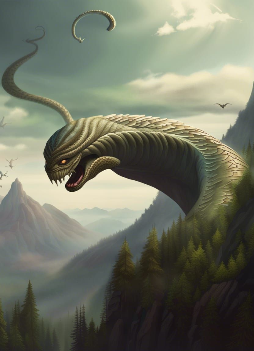 Winged Alien Creature Flying Over Forest