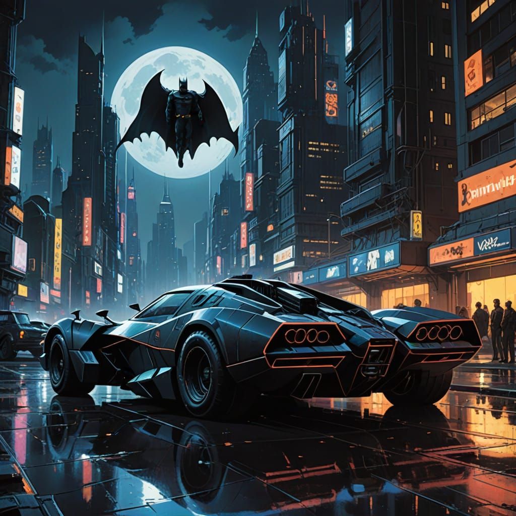 Batman and Wife in Futuristic Batmobile: A High-Tech Heroic....