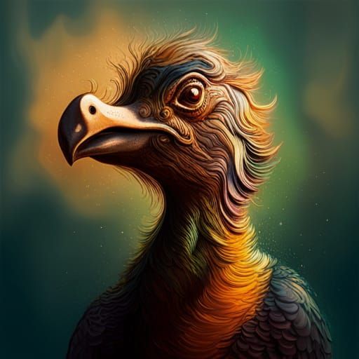 Hyperrealistic Tar Dodo Bird Splash Art