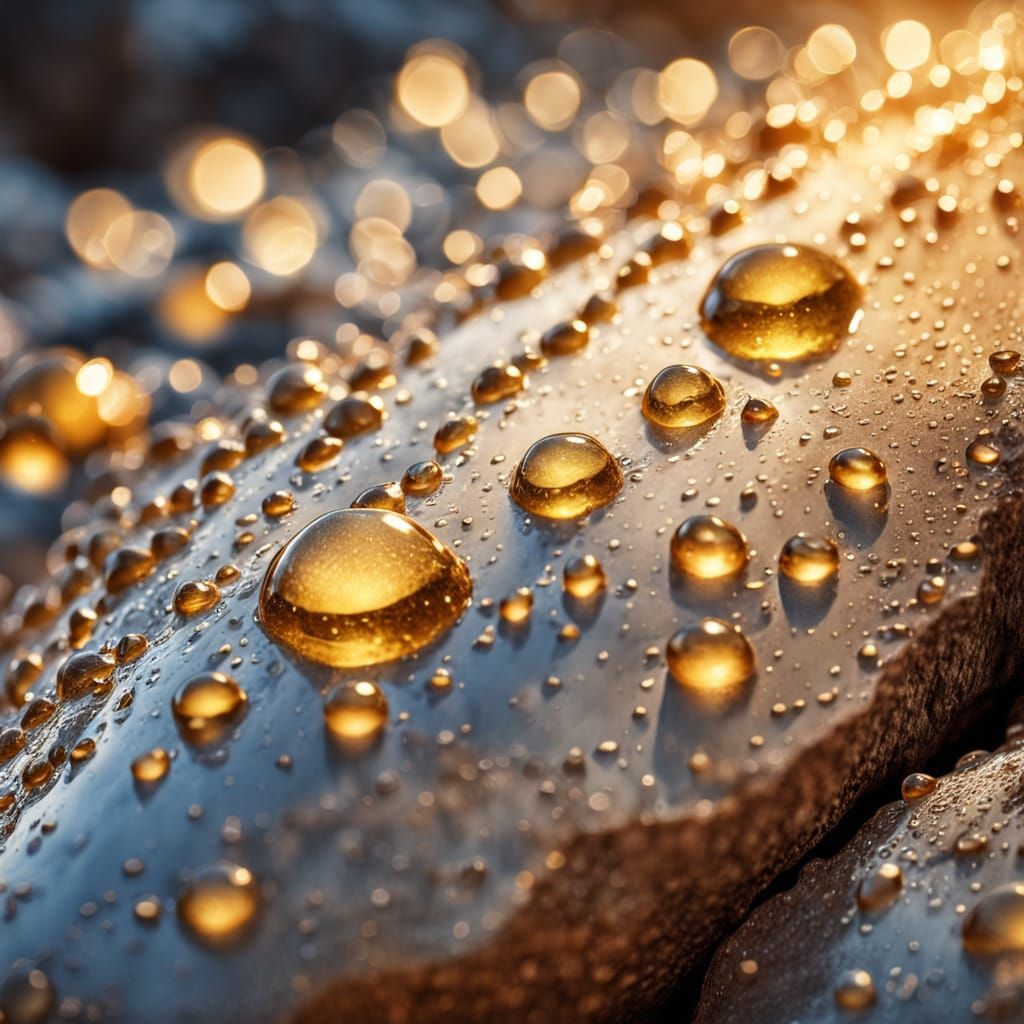 Art Deco Macro Photograph of Water Eroding Rock