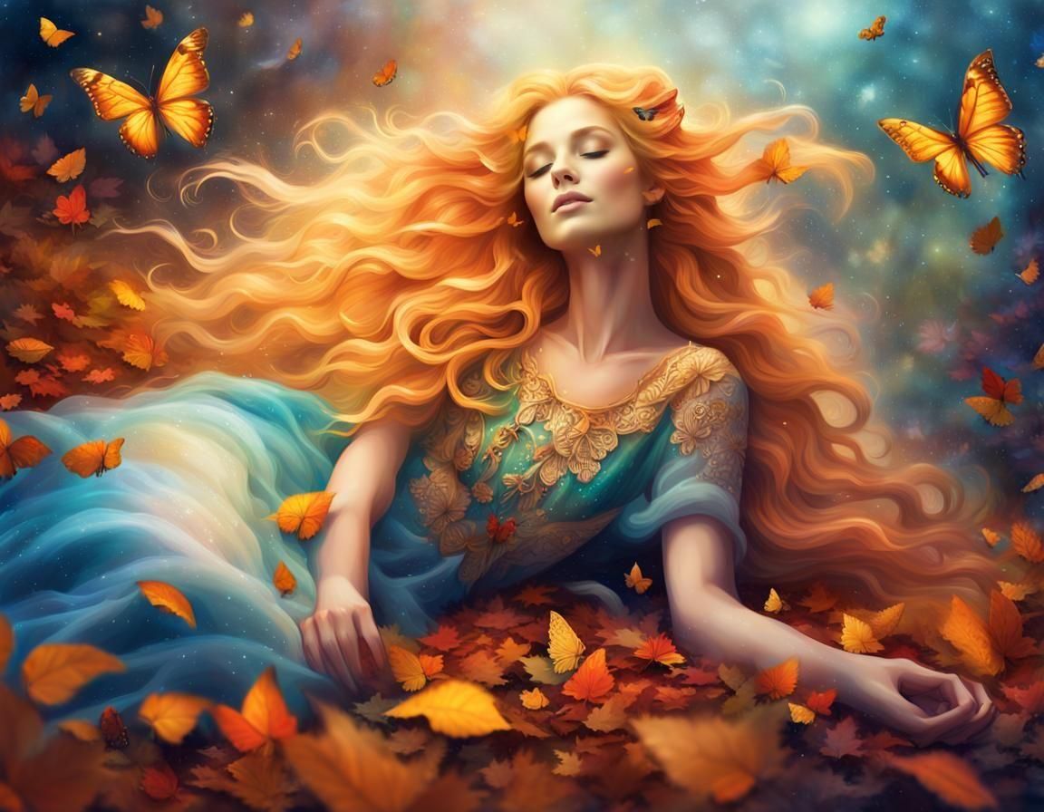 Ethereal Lady Exhaling a Serene Landscape