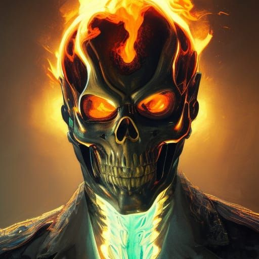Ghost Rider Portrait in Hyperdetailed Style