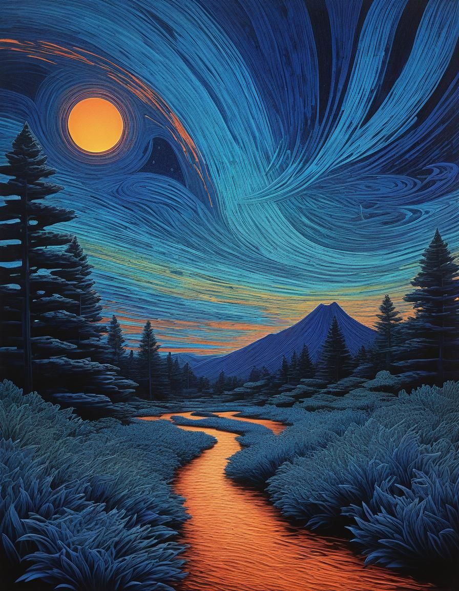 Abstract Landscape in Futuristic Prehistoricore Style