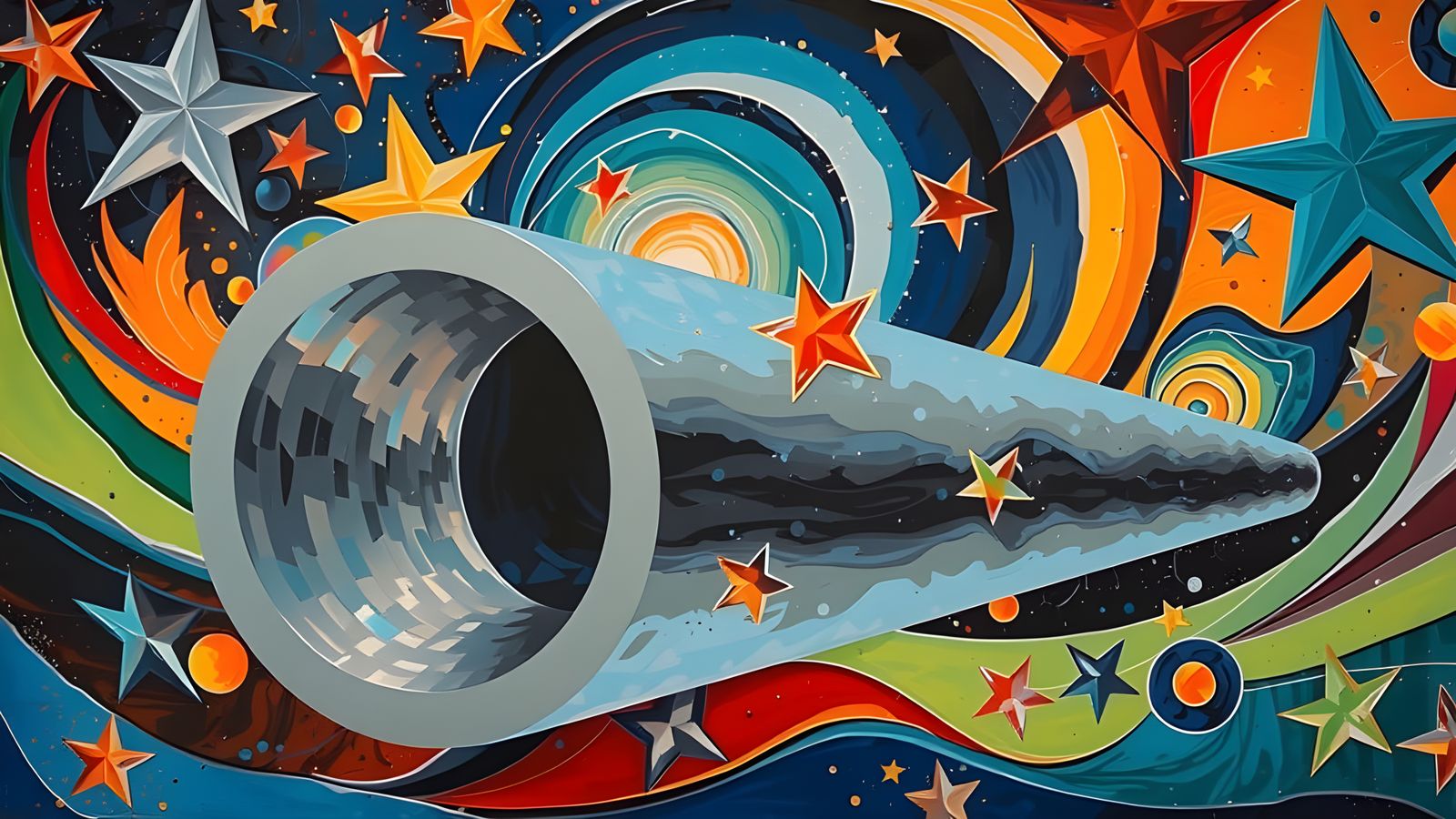 Stunning Silver-Nickle Glass-Mirror Vortex in Cosmic Dance