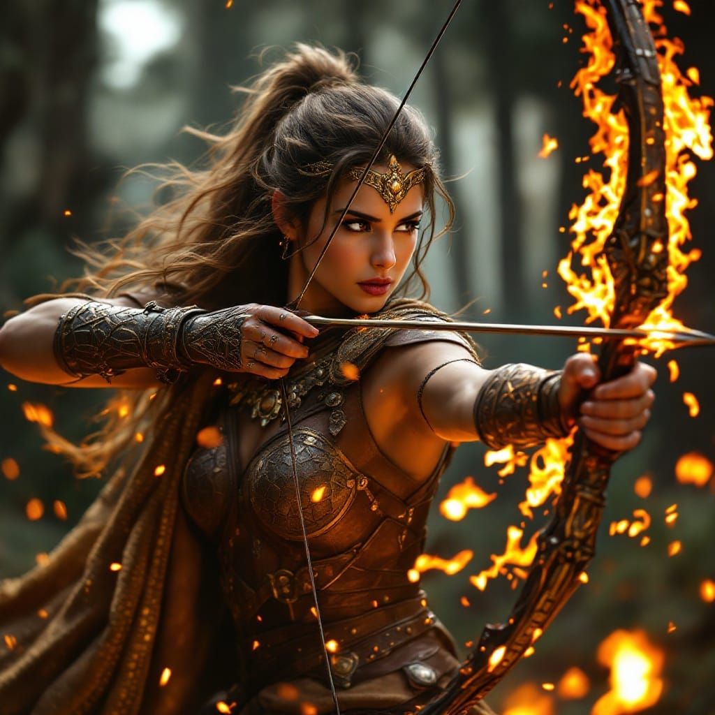 Goddess Diana: Archer with Magic Fire Bow