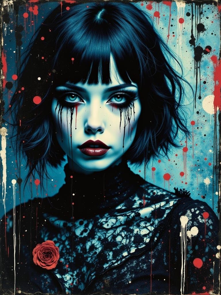 Gothic Abstract Portrait of a Melancholic Woman