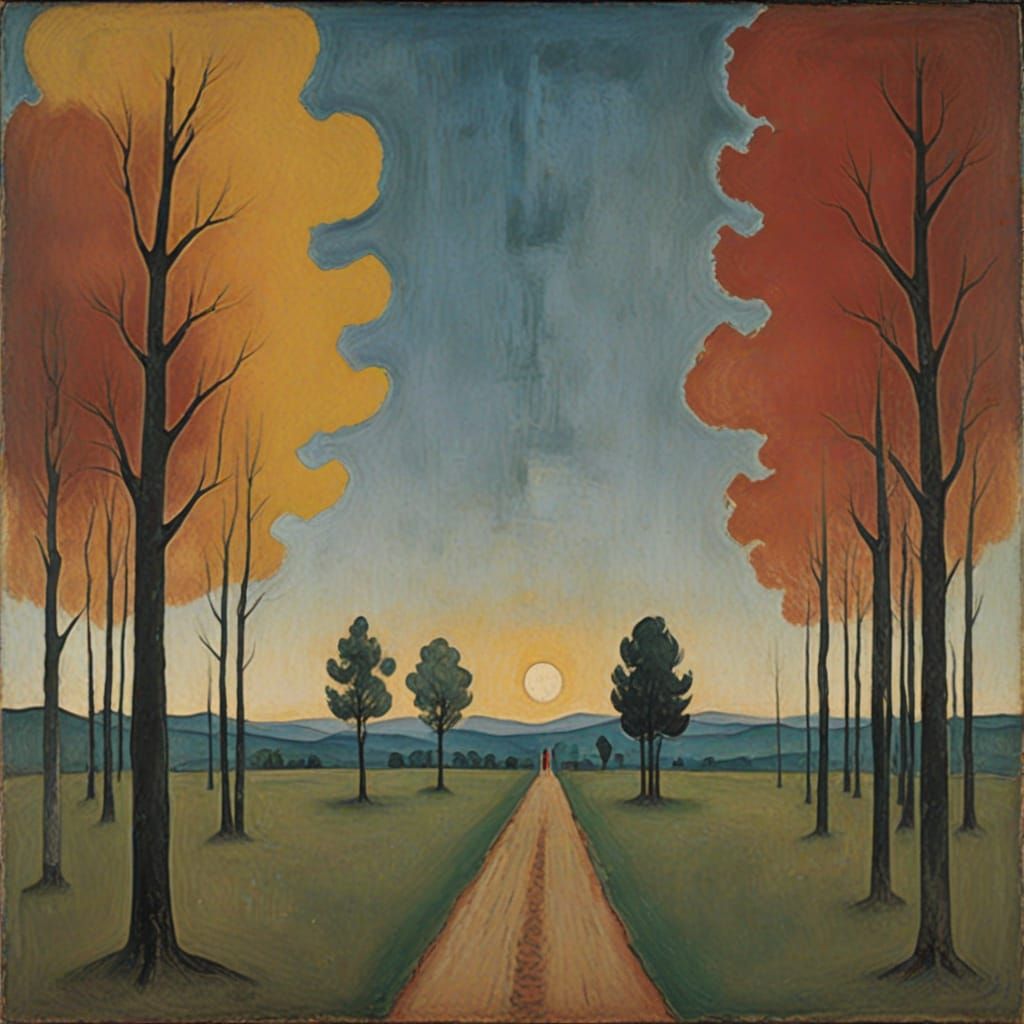 Abstract Forest Inspired by Rothko and Modigliani