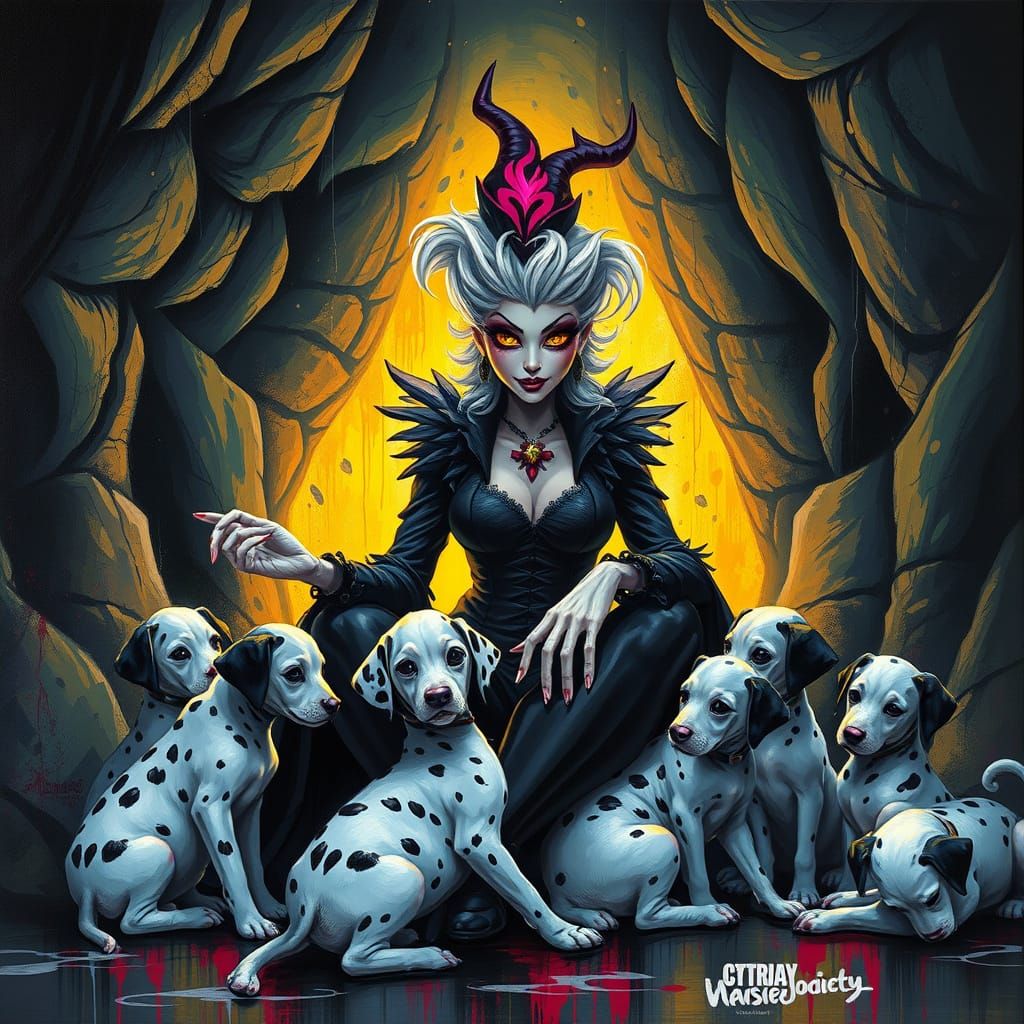 Cruella de Vil: Shadowy Mastermind in Graffiti Art