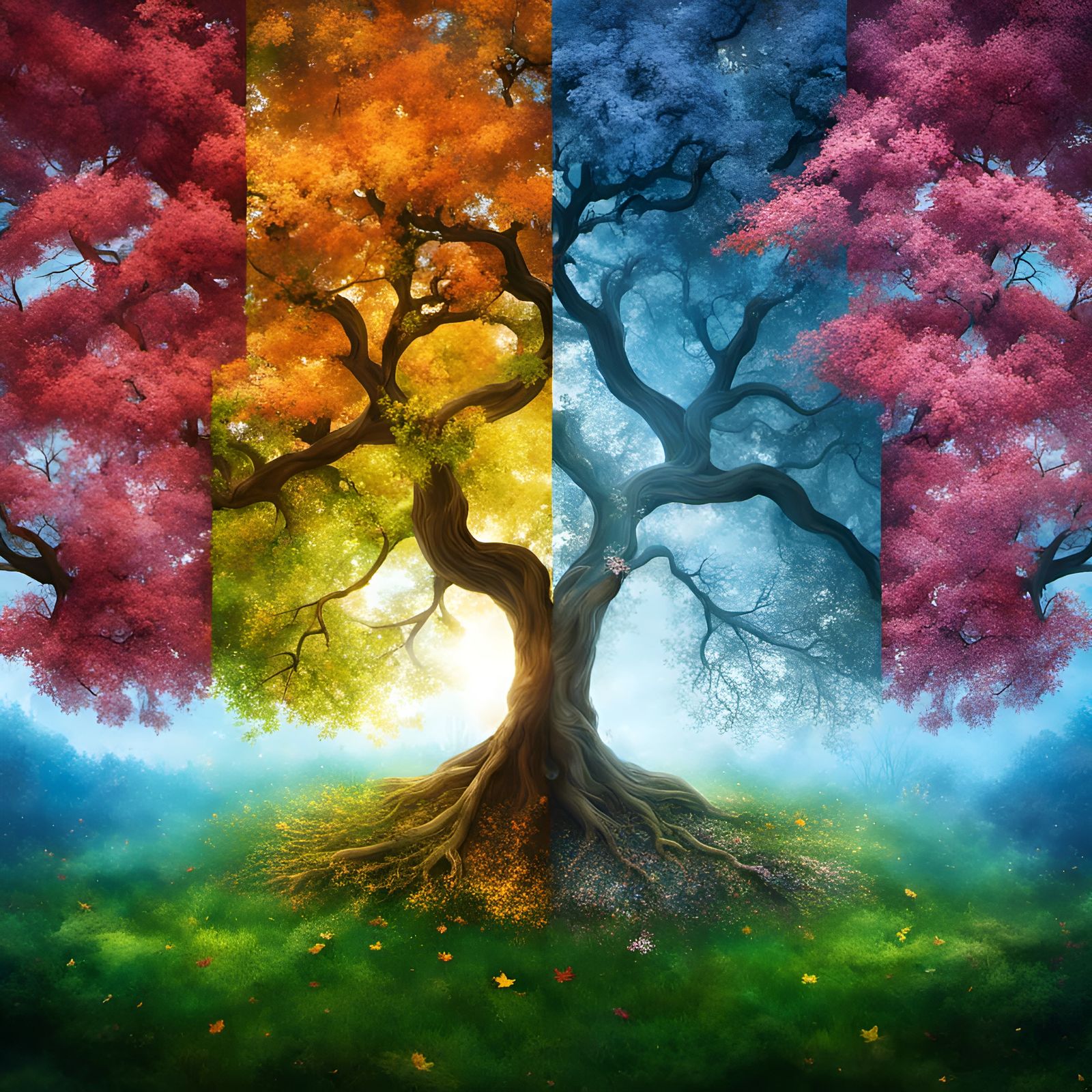 Four Seasons Tree: A Digital Matte Painting