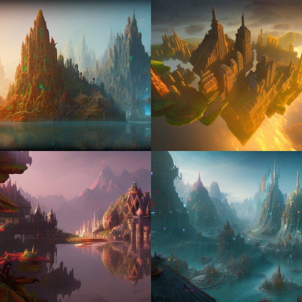 Fantastical Floating Island City Concept Art