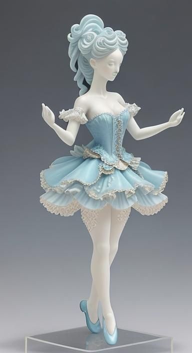 Porcelain Ballerina Figurine in Rococo Style
