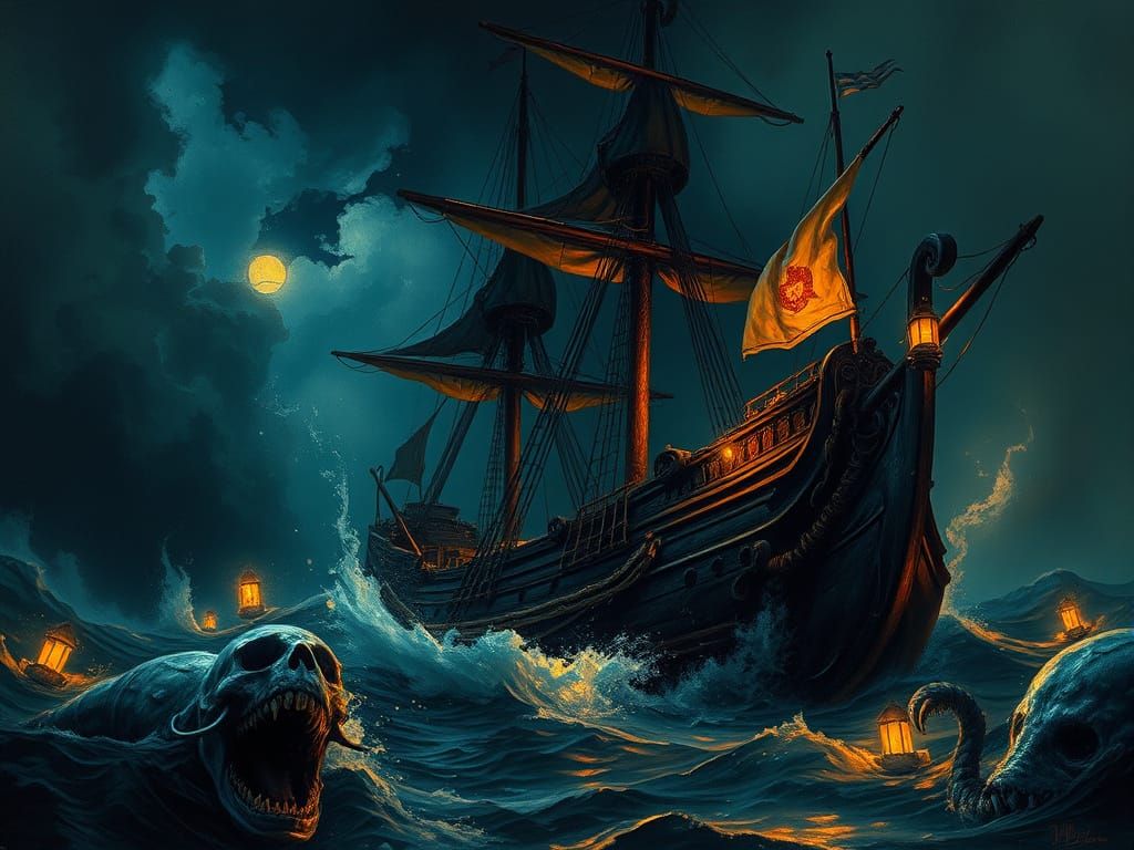Dark Galleon Sinks Amidst Underworld Glow