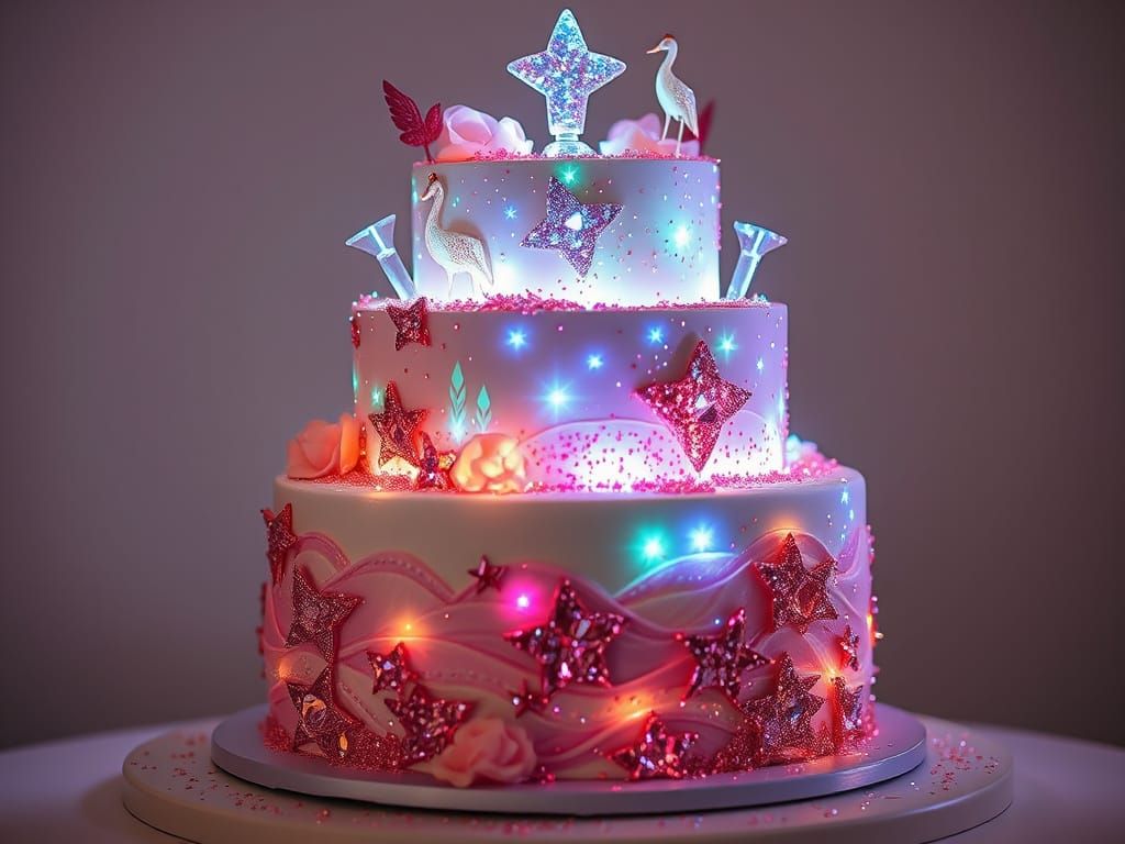 Magical Sparkling Cake with Ethereal Glow