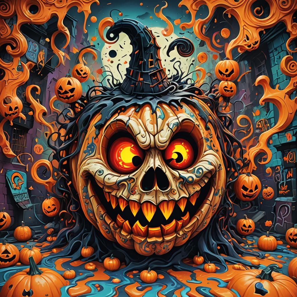 Surrealistic Jack-o-Lantern Halloween Digital Art