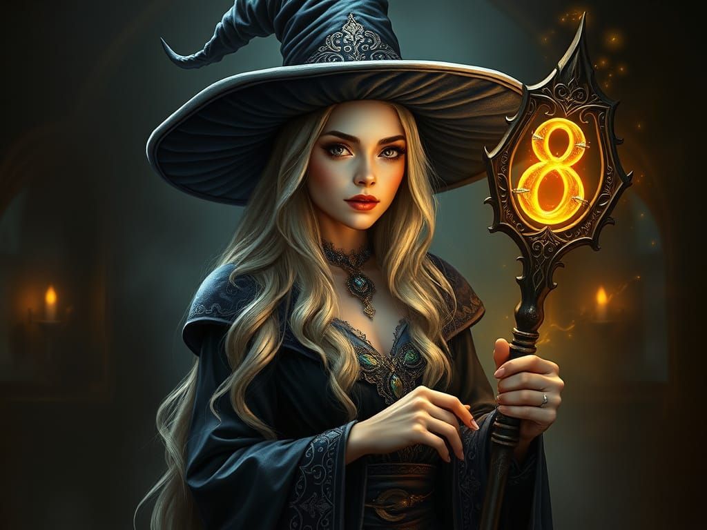 With an eight on her staff