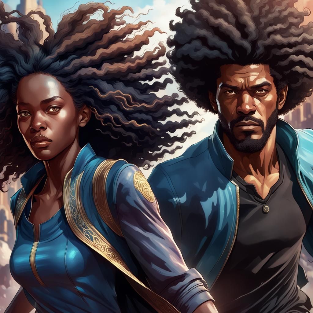 Dynamic Portrait of Man Running from Woman