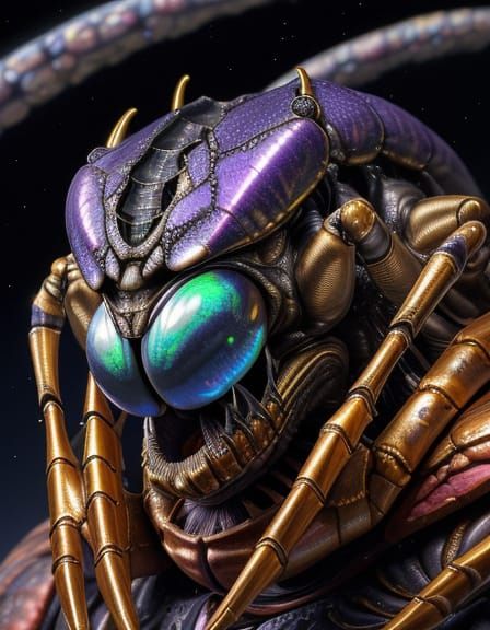 Surreal Alien Scholar in Hyper-Realistic Oil Painting