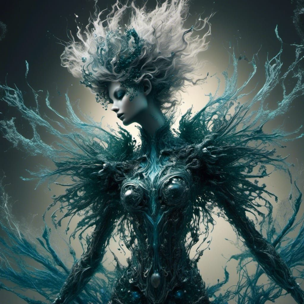 Twilight Fairy with Green Eyes in Cool Colors