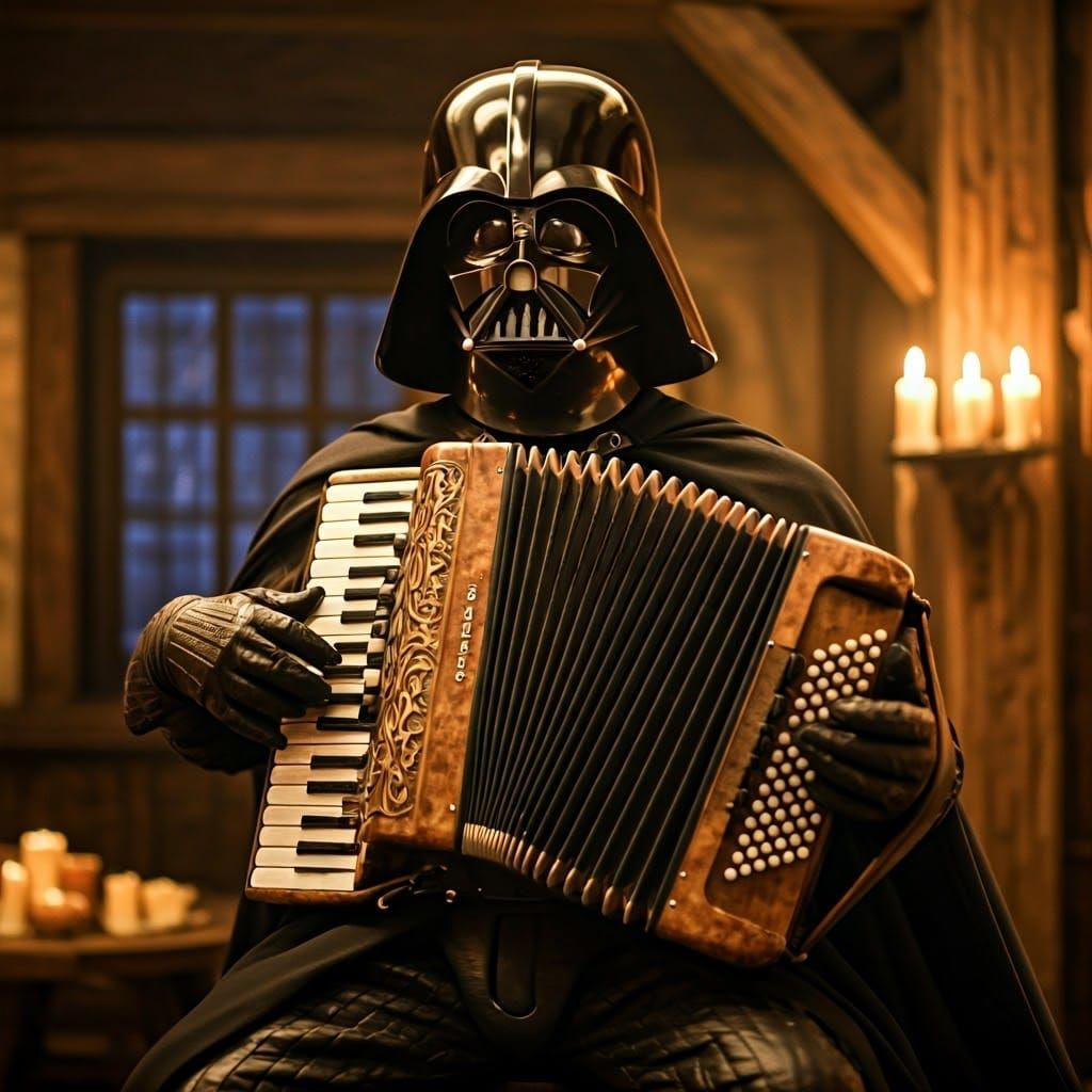 Dark Lord of the Accordion: A Hyper-Realistic 3D Painting in...