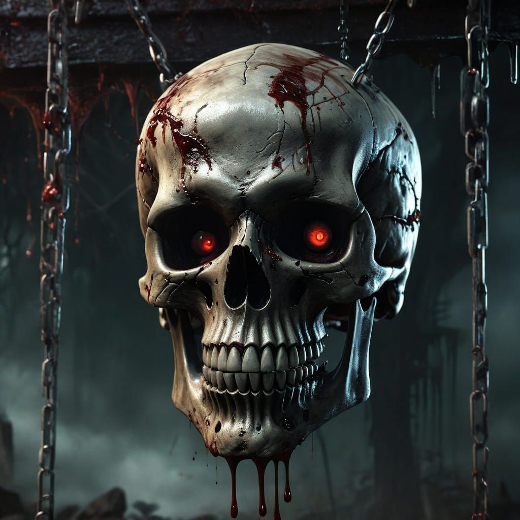 Gothic Skull in Dark Fantasy Horror Art