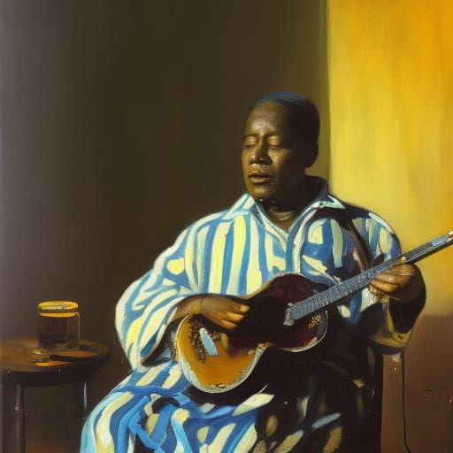 Blues Singer in an Impressionist Style Painting