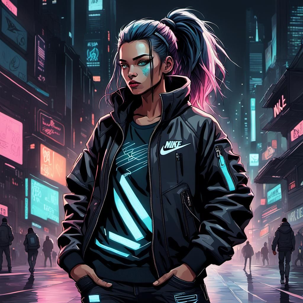 Cyberpunk Woman in Airbrush Digital Illustration