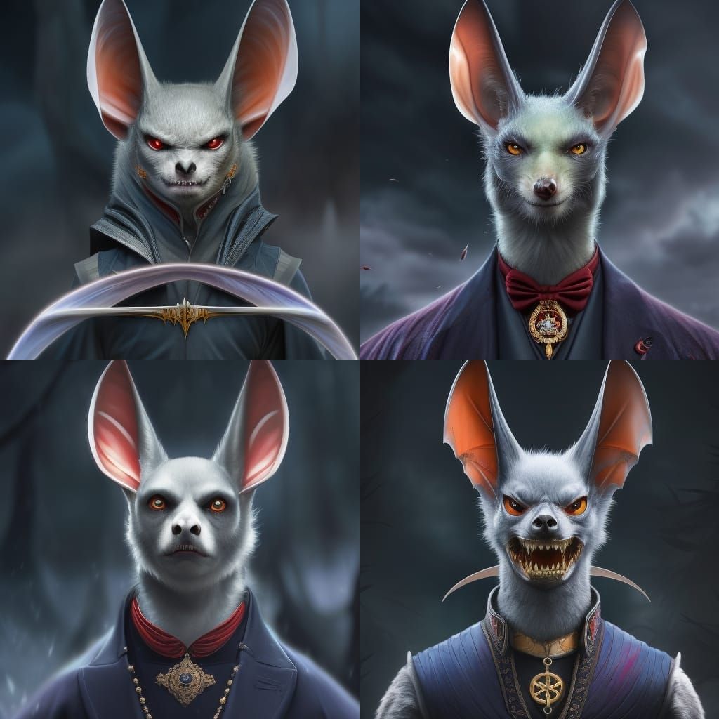 Vampire Bat Portrait in Digital Art Style