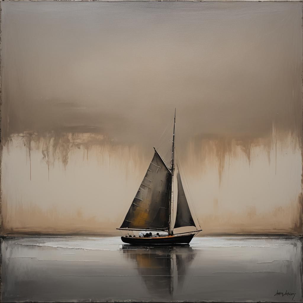 Abstract Sailboat in Rothko-esque Color Gradients