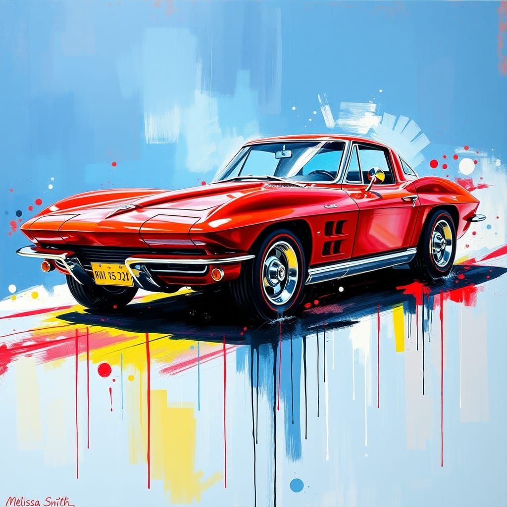 Abstract Expressionist Corvette Stingray Splash Art
