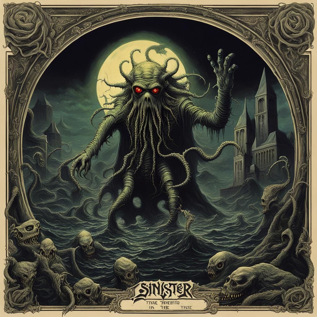 Thrash Metal Album Cover: Cthulhu Horror in 80s Style