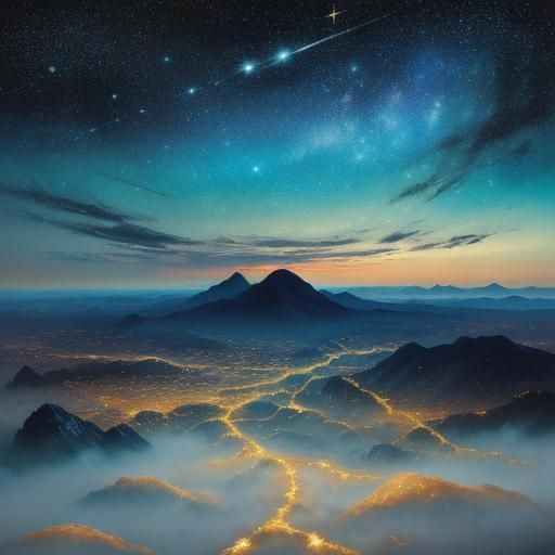 Surreal Starry Night Transforms into Dawn