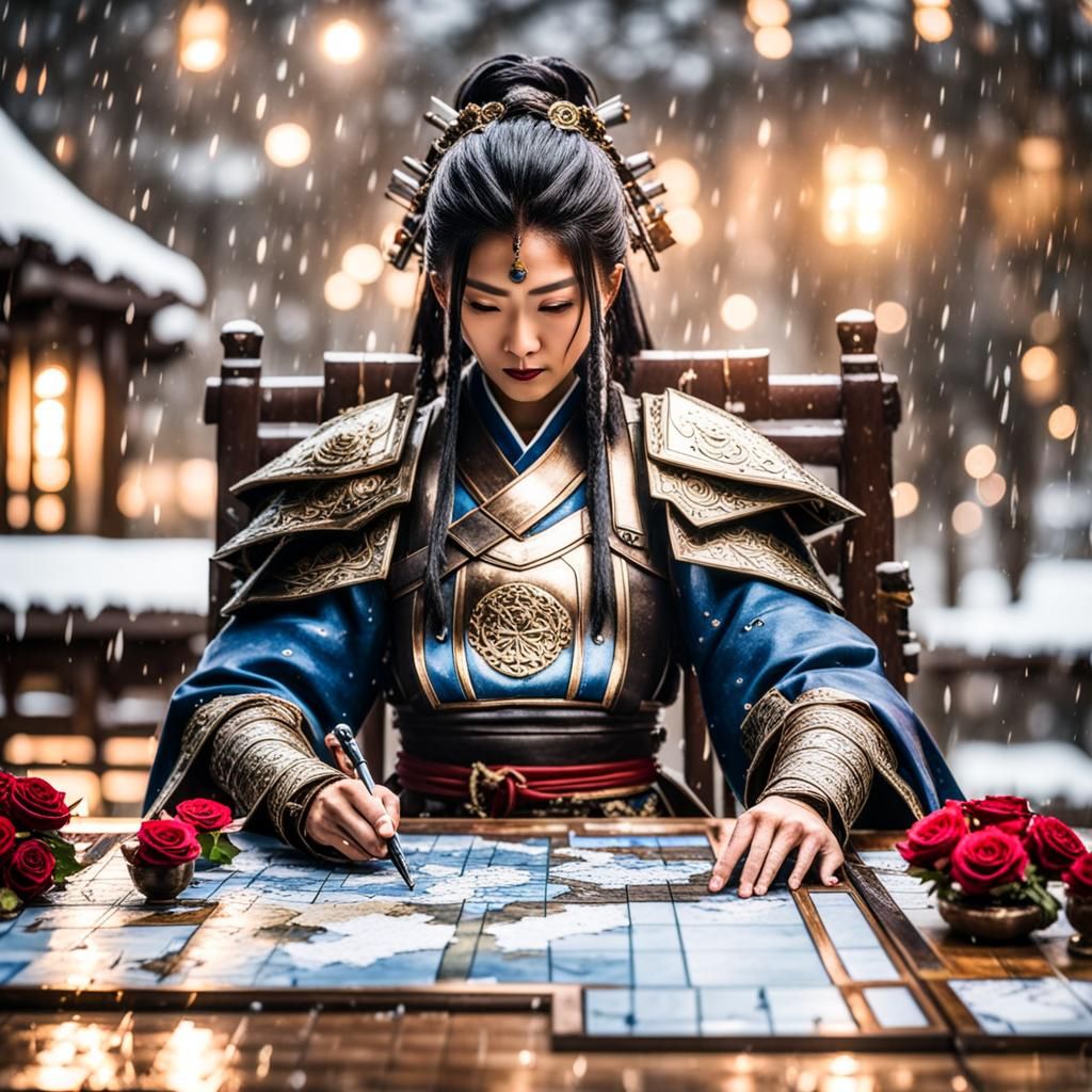 Samurai General Planning Tactics on Empire Map