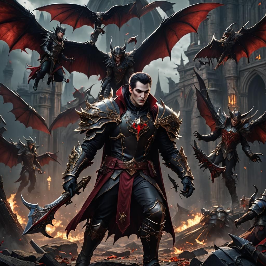 Winged Vampire Prince in Detailed Matte Painting