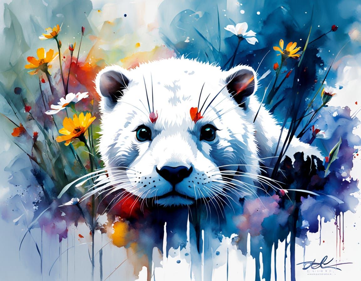 Whimsical Otter in Sunlit River Garden