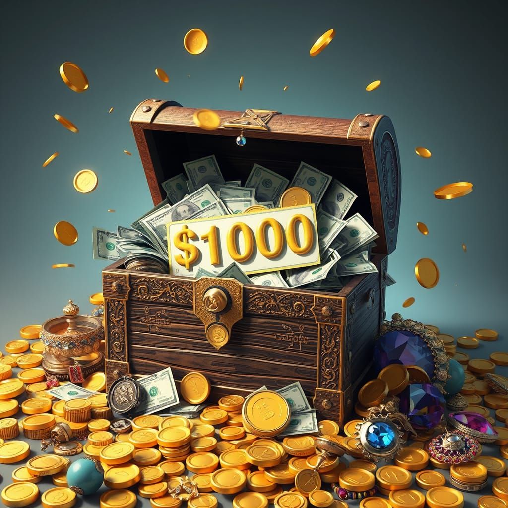 Treasure Hoard Overflowing with Gold and Jewels in Cyberpunk...