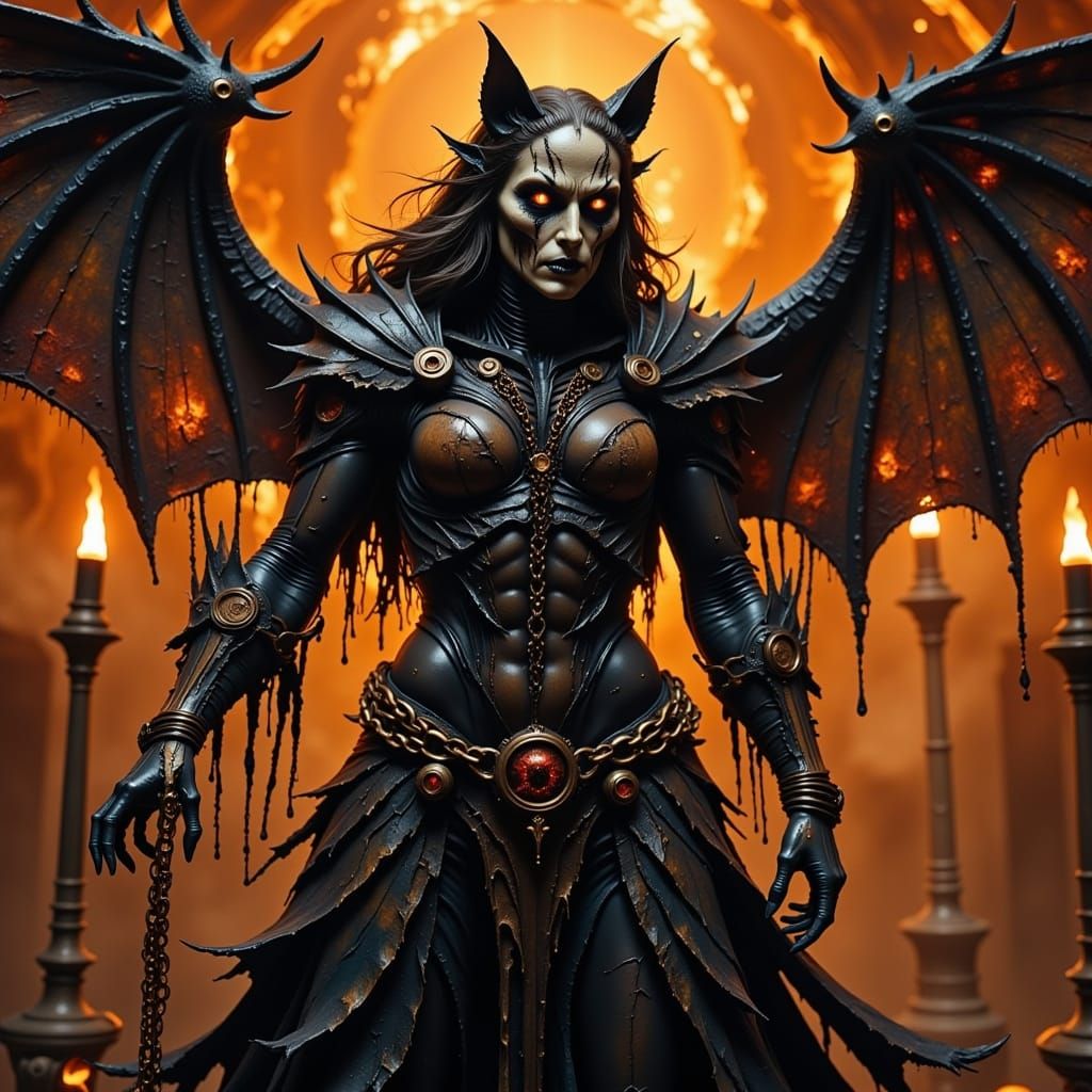 Gothic Hellhound in Abandoned Underworld