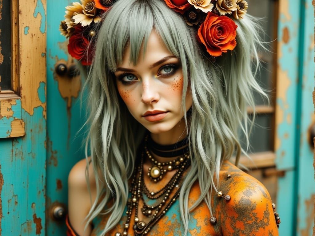 Steampunk Surfer Girl as Pom Klementieff in Oil Painting Sty...